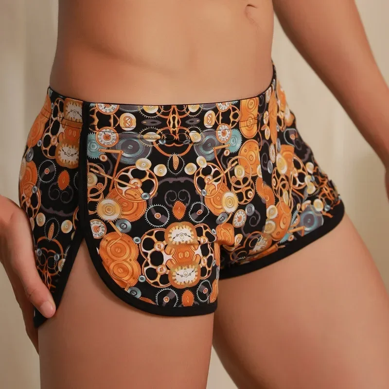 Männer Tier Cartoon Print Aro Hosen Jugend Mode Boxer Shorts Baumwolle Atmungsaktive Seite Gabel Sport Höschen Casual Hause Nachtwäsche