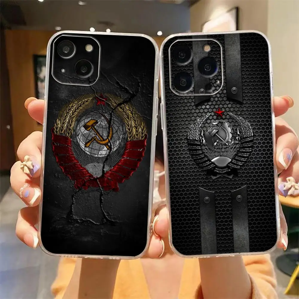 Clear Phone Case For iPhone 14 12 13 Mini 11 Pro SE 8 7 6 6S Plus X XR XS Max SE Case Funda CCCP Two-Headed Eagle Flag Of Russia