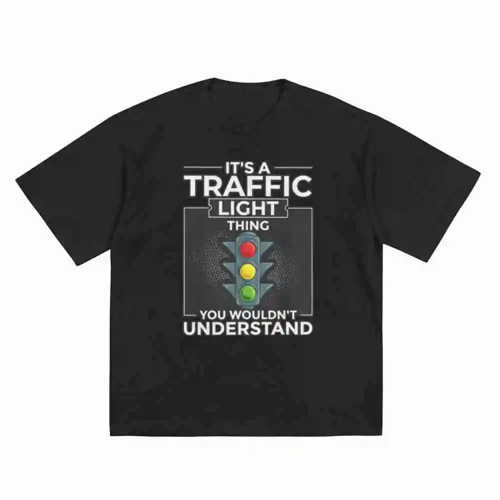 Traffic Light Green Yellow Red Joke Short Sleeve Tee 100% Cotton T-Shirt