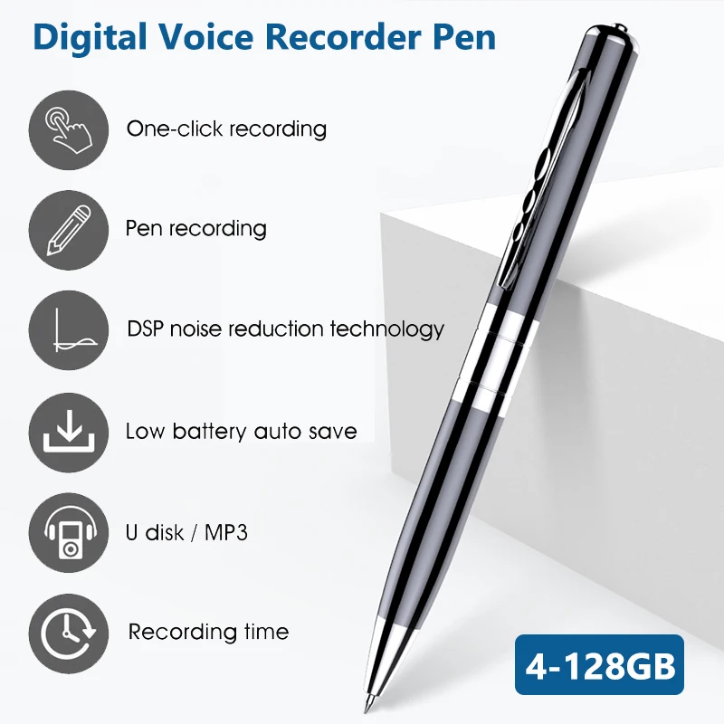 Digital Voice Recorder Pen Professional Audio Recording WAV Rechargeable Sound Dictaphone Long Time Record Device MP3 Player