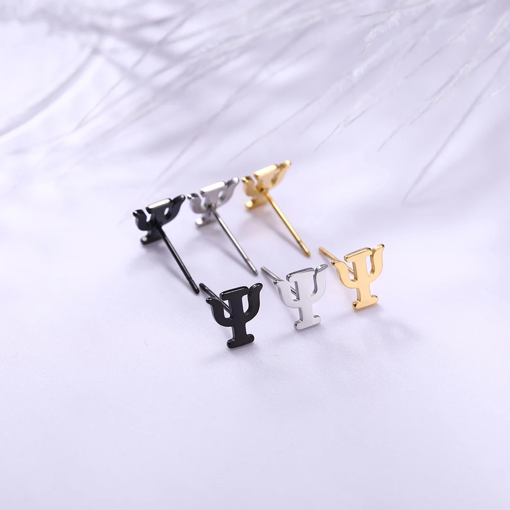 Sipuris Psychology Soul Symbol Mini Stud Earrings For Women  Gold Color Stainless Steel Funny Cute Jewelry Couple Gift Wholesale