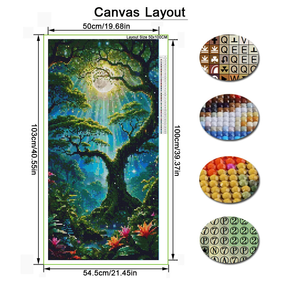 Large Size New Diy Diamond Art Painting Kits Ancient Trees In The Forest Full Mosaic Embroidery Landscape Picture Wall Decor