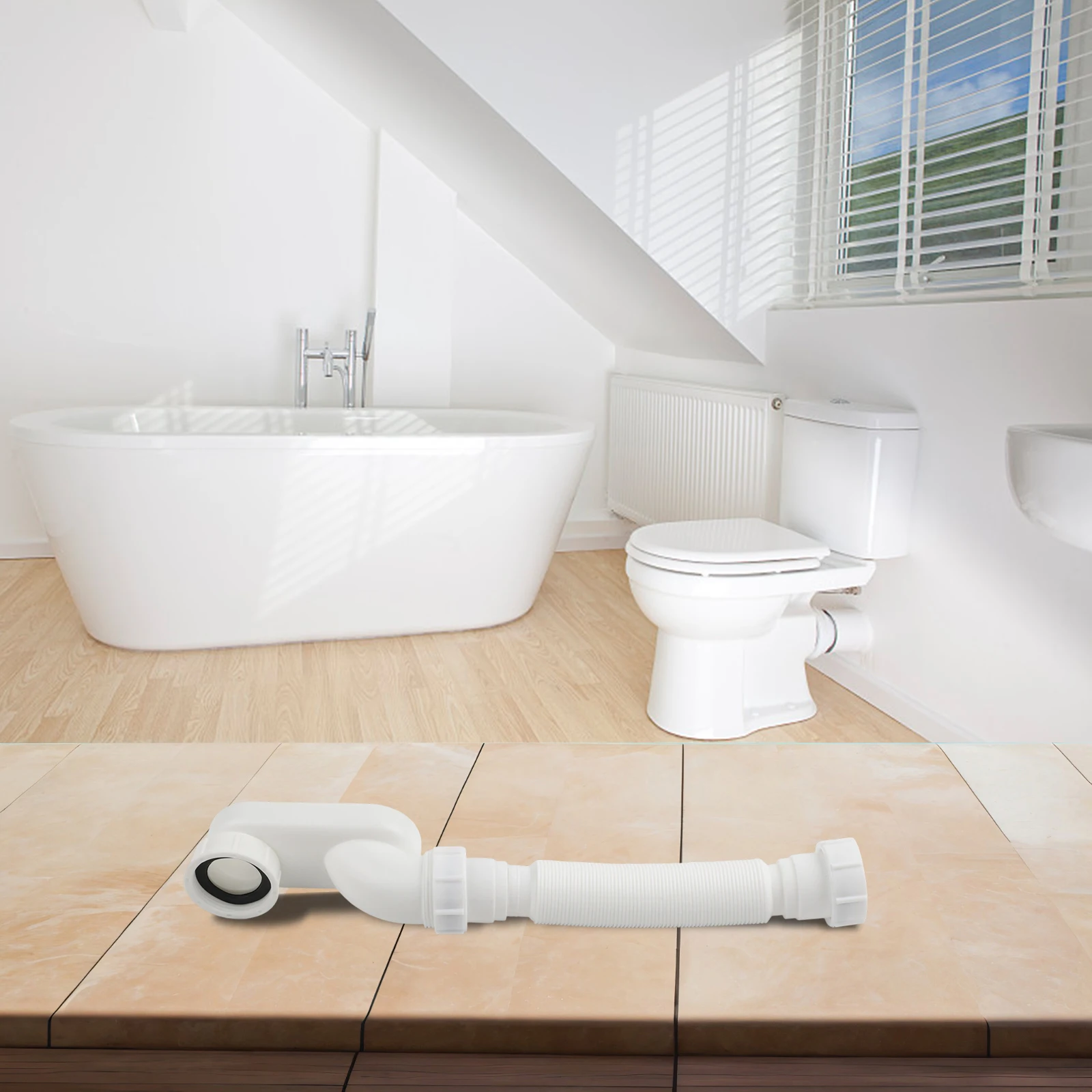 

Труба P-образного типа для ванной комнаты, белая, надежная, для дренажа ванны в автодомах, износостойкая, низкопрофильная конструкция, плавный поток воды