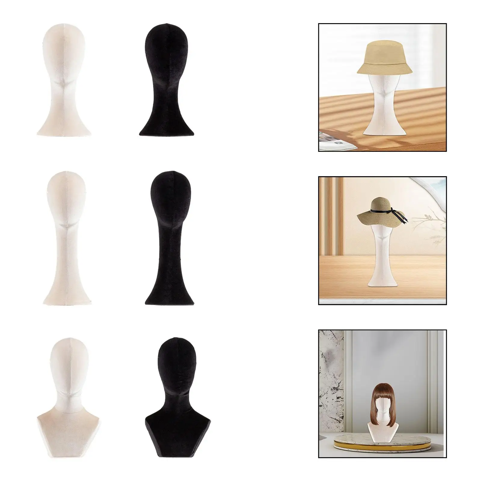 

Mannequin Head Model Manikin Head Holder Jewelry Mask Headphone Scarf Wig Display Stand Storage Rack for Shop Home Retail
