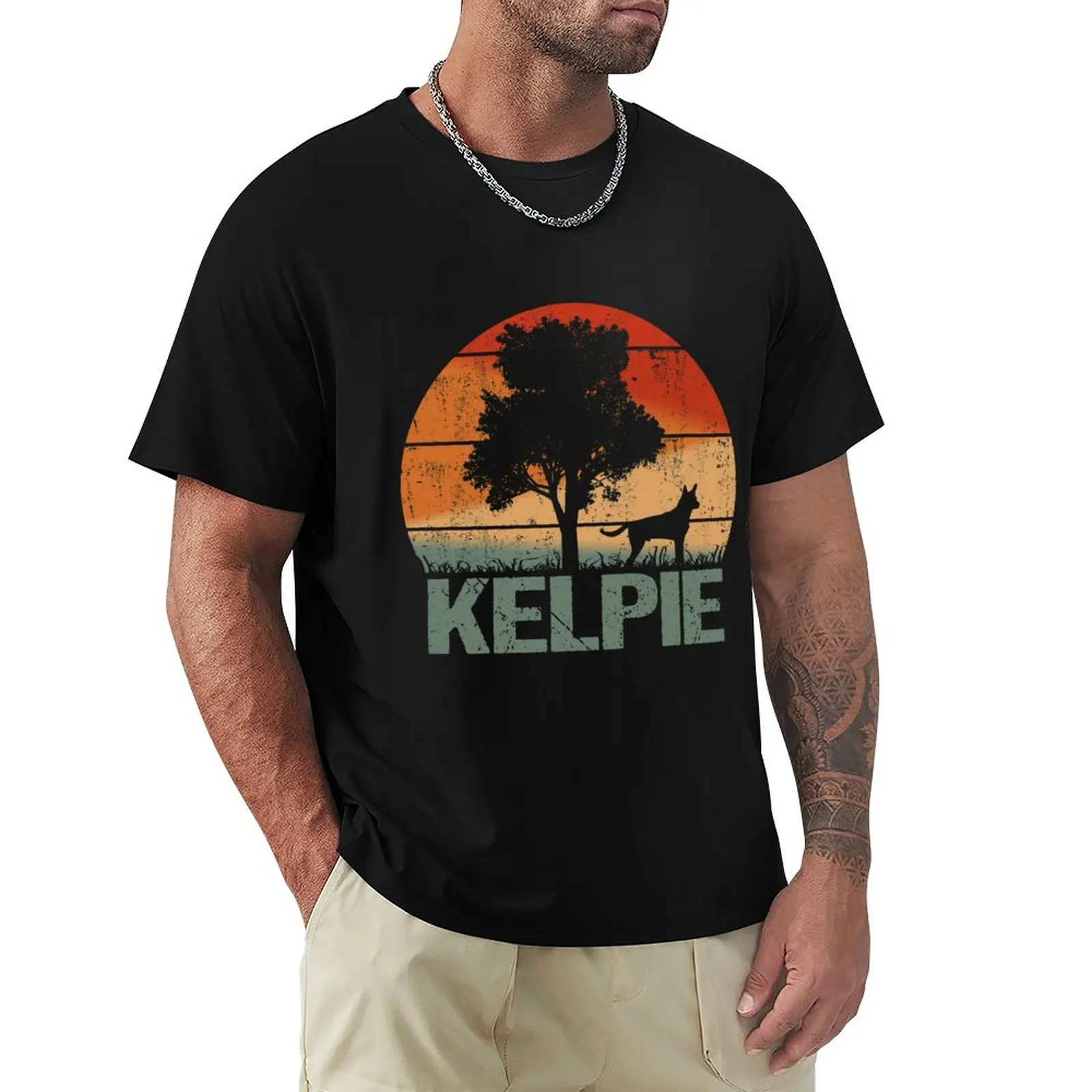

Australian Kelpie Dog Vintage Retro T-Shirt Blouse graphic t shirts designer t shirt men