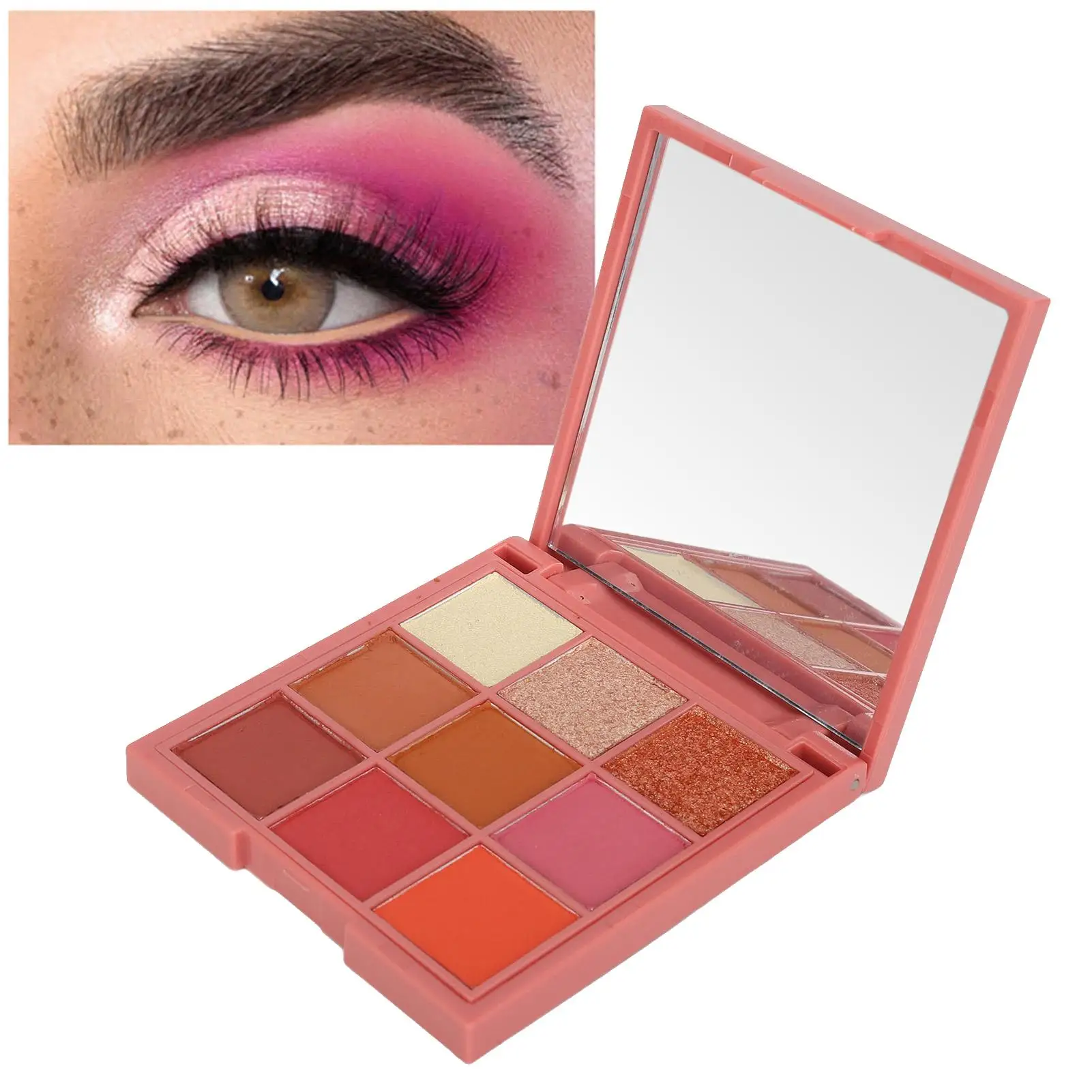 Palette di ombretti a 9 colori-Set di ombretti opachi e Glitter a lunga durata + Primer per il viso per le donne