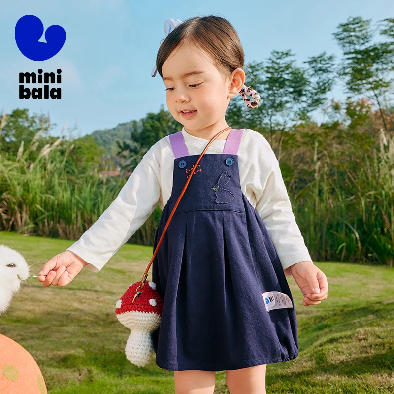 

Mini Bala Overall Dress Girls' Baby Pure Cotton Loose Embroidered Sweet Imitation Denim Balloon 2025 Spring