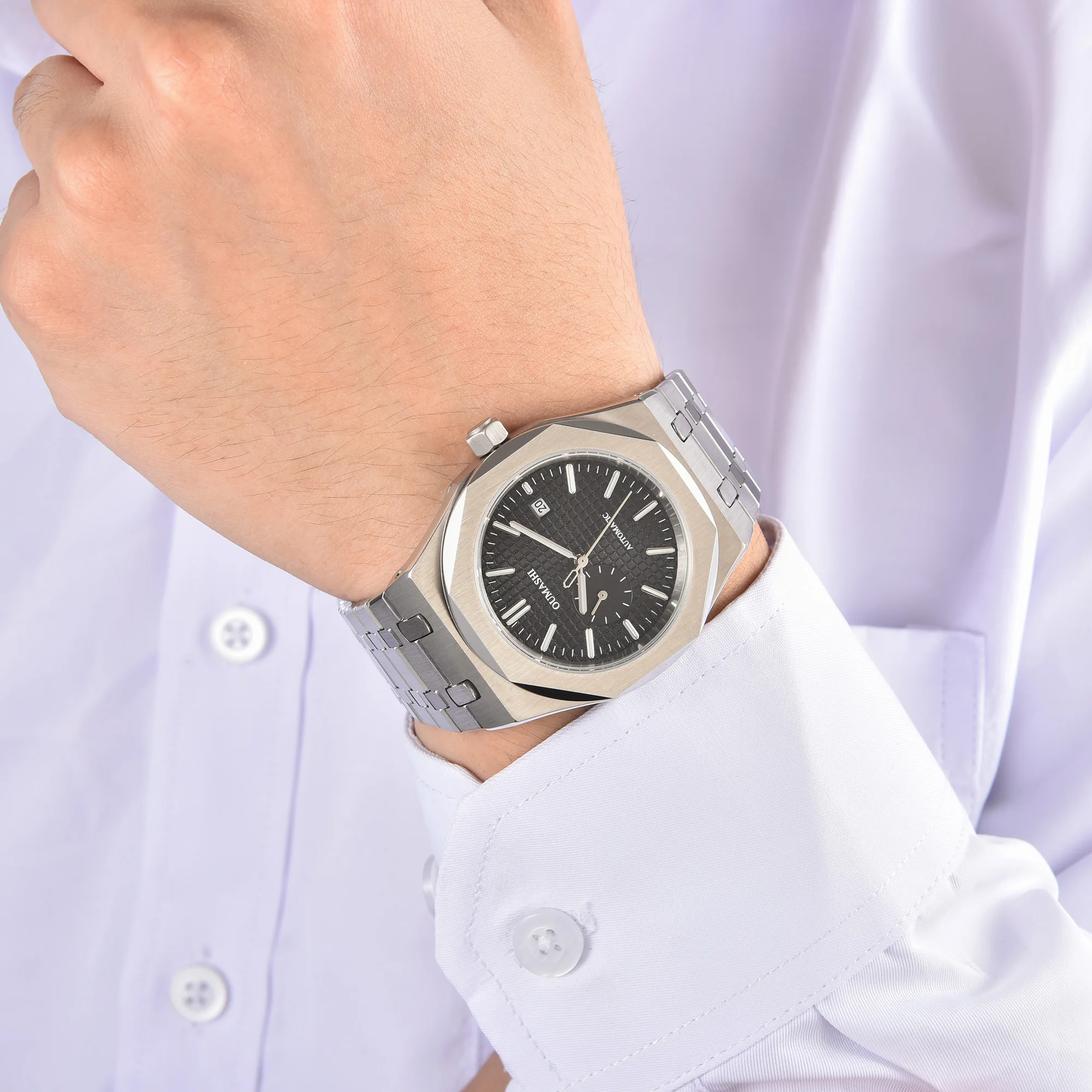 Miyota8217 완전 자동 기계식 무브먼트 시계, 스테인리스 스틸 케이스, 사파이어 유리, 방수 남성용 시계, 42mm