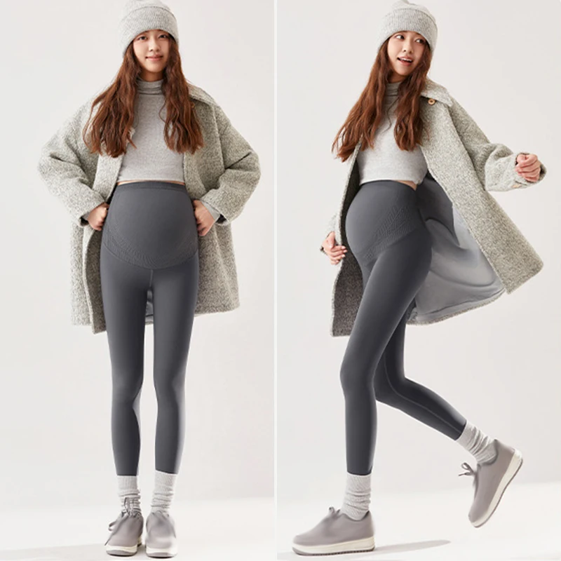 Large Size Waist Leggings Pregnant Woman Thick Thermal Legging Winter High Waist Slimming Tights Pants Fleece Insulated Trousers