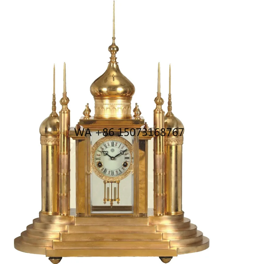 

Antique Mosque Church Style Brass 15 Days Mechanical Movement Mechanical Movement Striking Table/Desk Clock