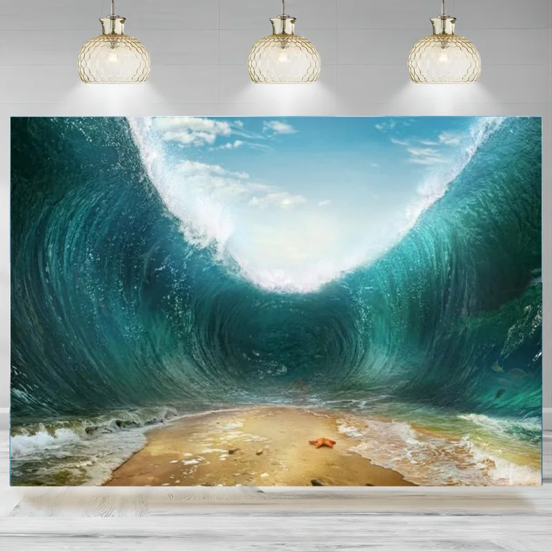 גלי ים קיץ צילום רקע עולם ים רקע כחול שמיים כחולים עננים לבנים ילדים ילדים ילדים מסיבת קישוט באנר קישוט