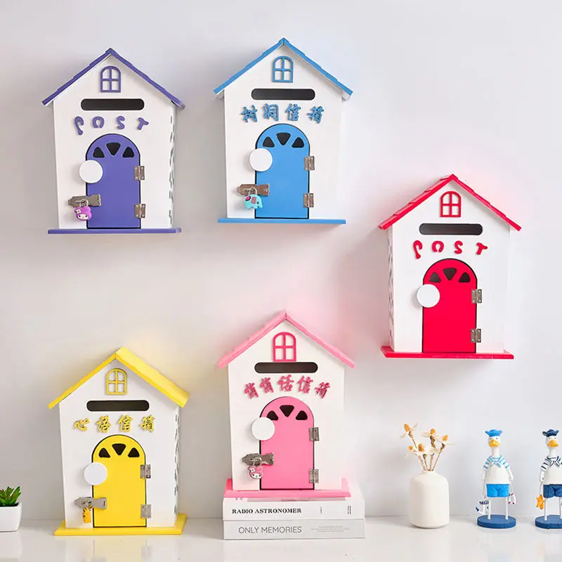 Pastoral Home Furnishings Kindergarten Wooden Mailboxes Suggestion Box Photographic Prop Cabin Decorations