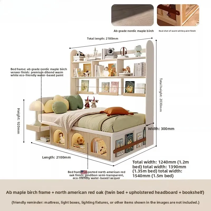 Boy Girl Tatami Children's Furniture Log Children's Bed Single Bed