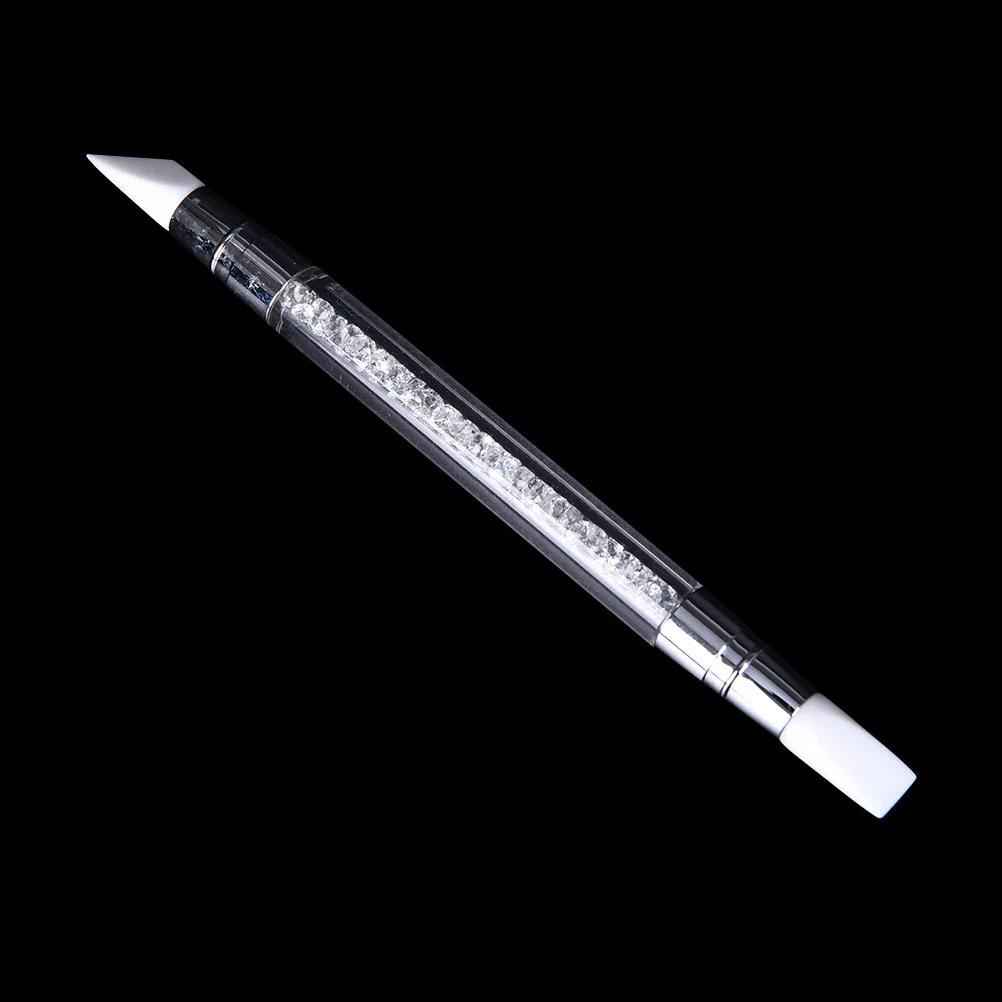 

Nail Art Carving Pen Soft Silicone Head Acrylic Transparent Handle Crystal Rhinestone Nail Tool Professional Use