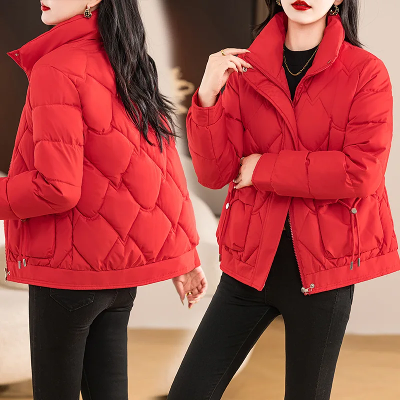 2024 New Winter Down Cotton Jacket Women Loose Padded Coat Female Solid Thicken Warm Puffer Parkas Jackets Snow Wear Outwear