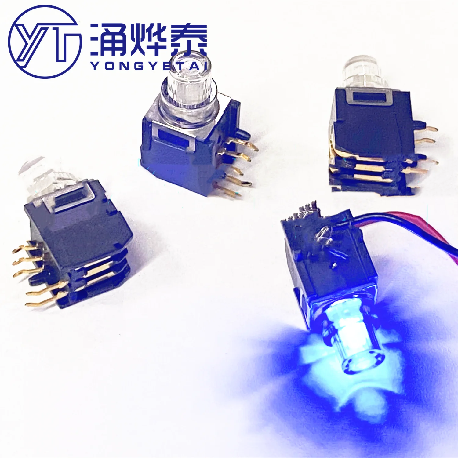 YYT K5V1BA43T Touch switch bent pin side button blue and yellow two-color light 5pin