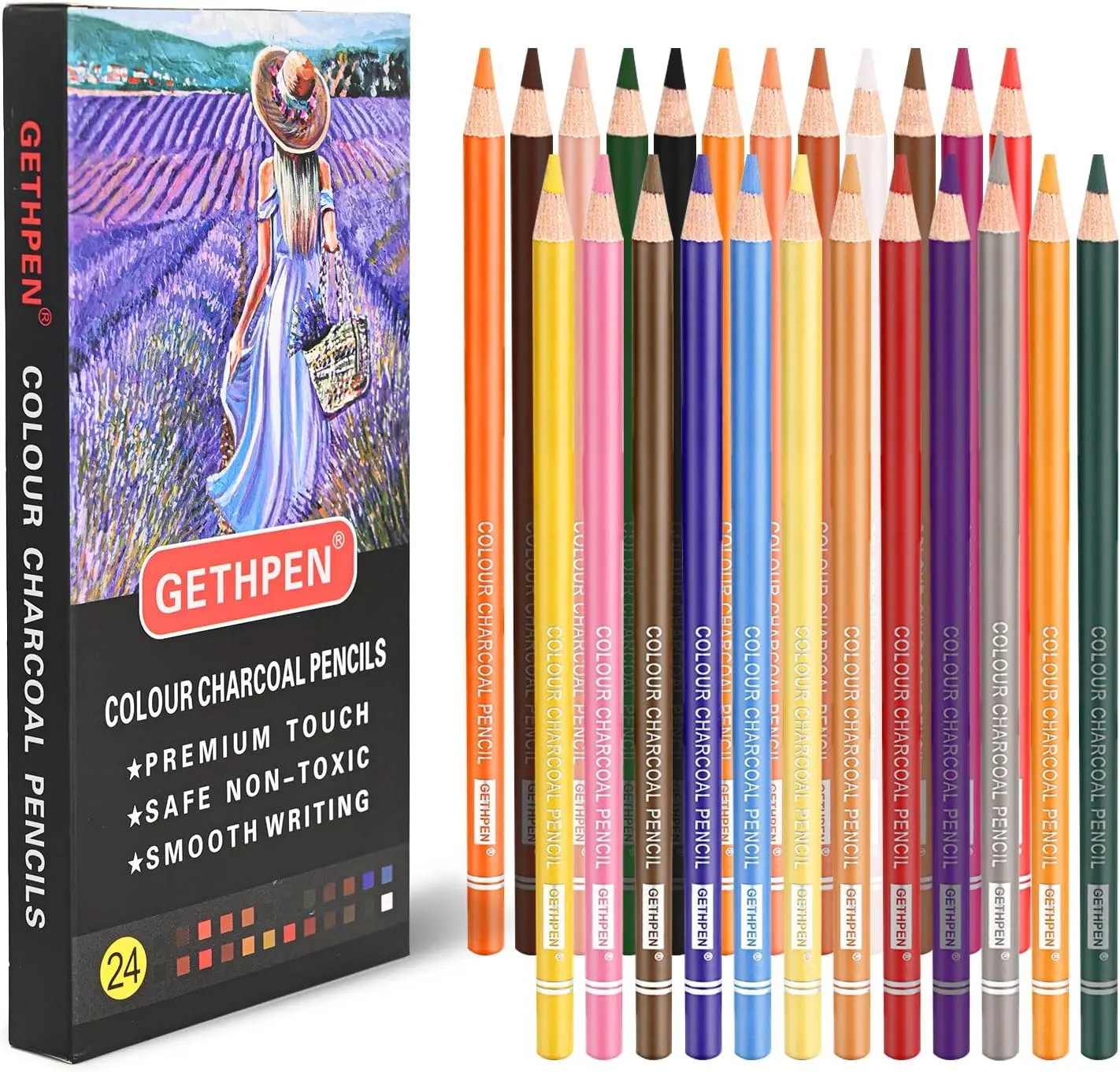 

Pastel Chalk Colored Pencils Set of 24 for Drawing Sketching and Shading Art Supplies