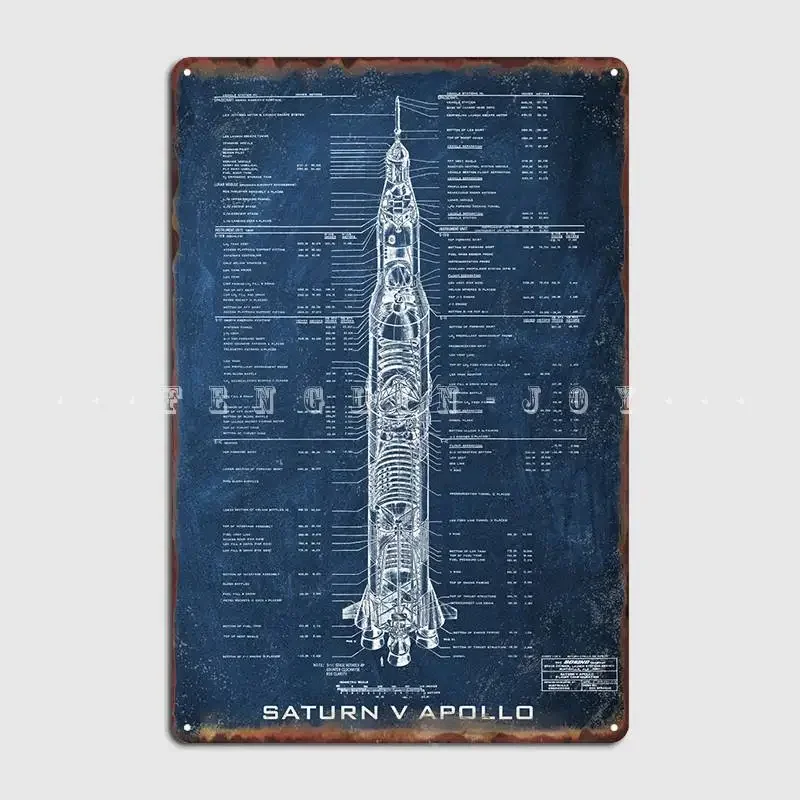 Saturn V Apollo Metal Plaque Poster Club Home Living Room Retro Wall Decor Tin Sign Posters