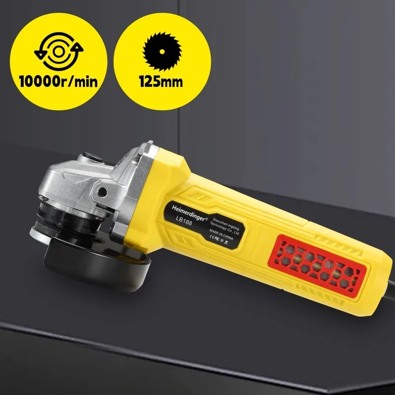 

AC 220V Heimerdinger 1100W 10000RPM Brushless Angle Grinder with Quick-Change Blade, Alloy Cover & Auxiliary Handle