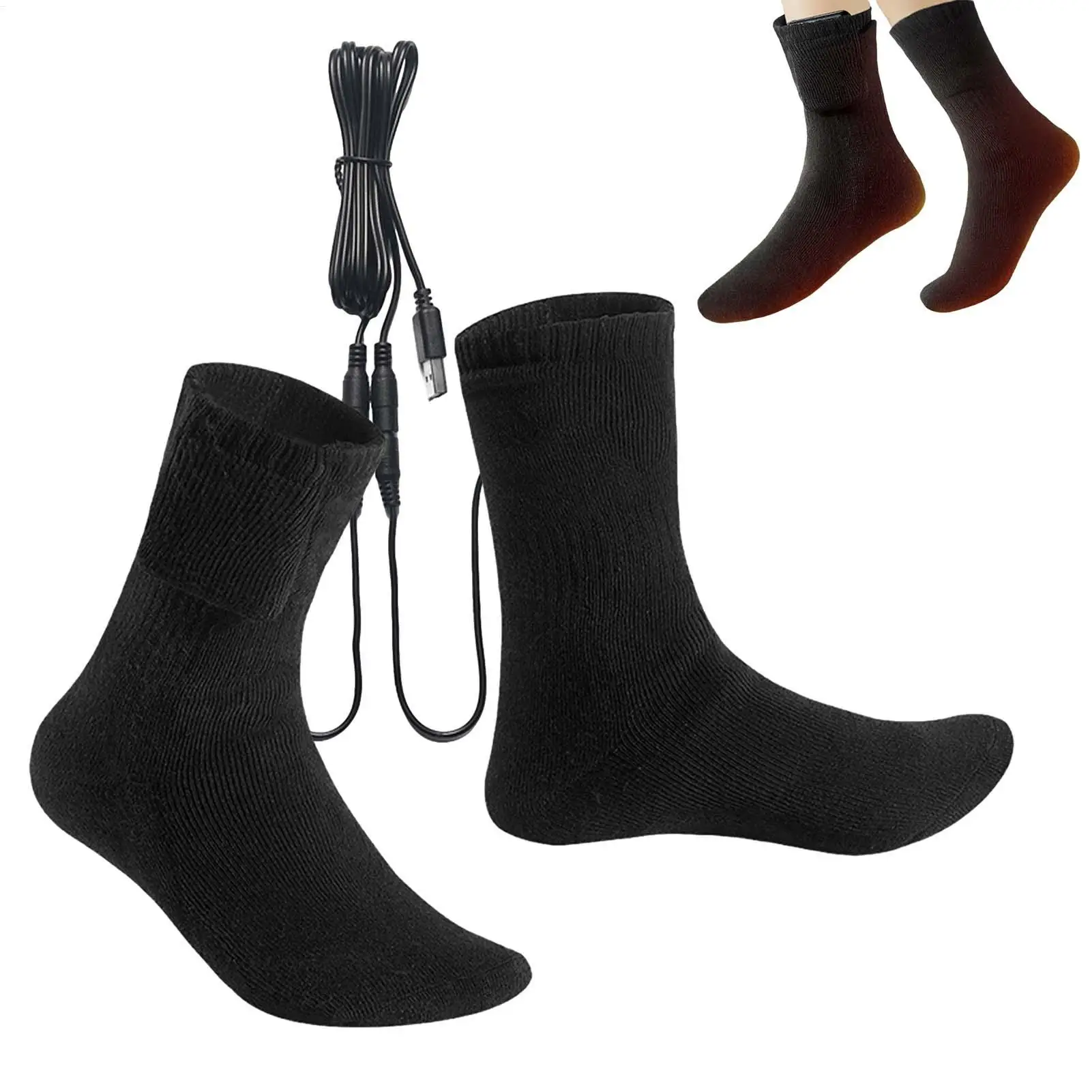 الشتاء ساخنة الجوارب الجوارب الكهربائية للرجال USB تسخين كهربائي الجوارب الجوارب القطنية الدافئة مع التدفئة السريعة والدفء الطويل