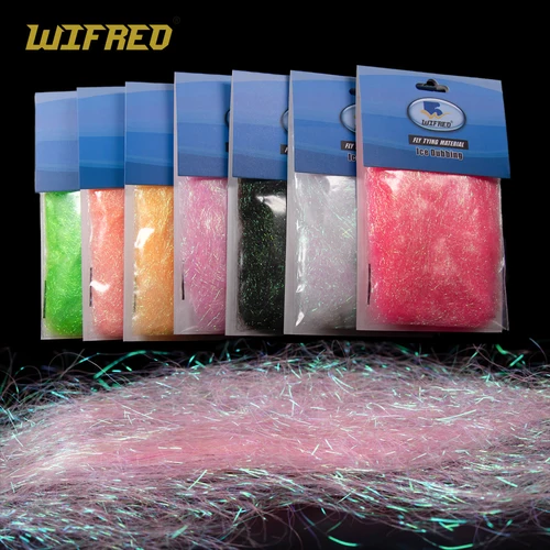 Imagen 1 del producto WIFREO 2 g/bolsa UV hielo doblado textura súper suave agregar fibras brillantes Material de atado de moscas sintético tipo Mylar fino