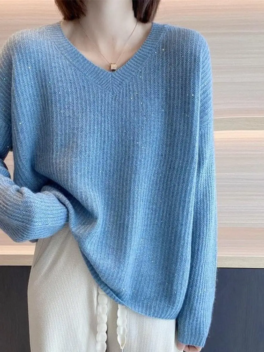 faionable-slimming-v-ne-long-sve-knitwear-women's-trendy-ket-handkerchief-busin-sle-winter-new-arrival