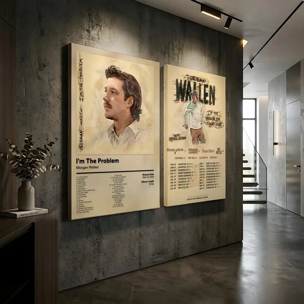M-Morgan Wallen Singer Rapper Painting Calligraphy HD Modern Style Inner Frame Canvas Bedroom Room Hallway Wall Art Decor