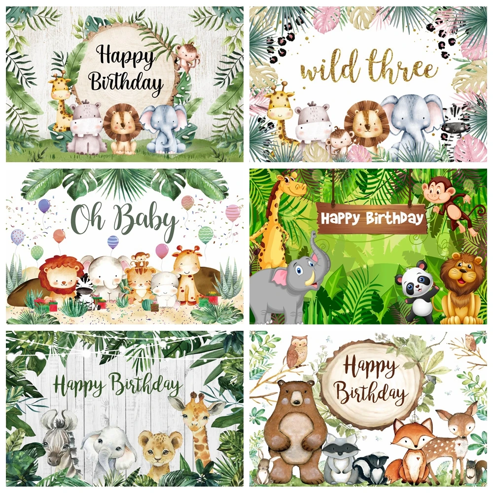 

Safari Wild One Backdrop Newborn Boy Girl 1st Birthday Decor Baby Shower Jungle Animal Custom Photo Background Photography Props