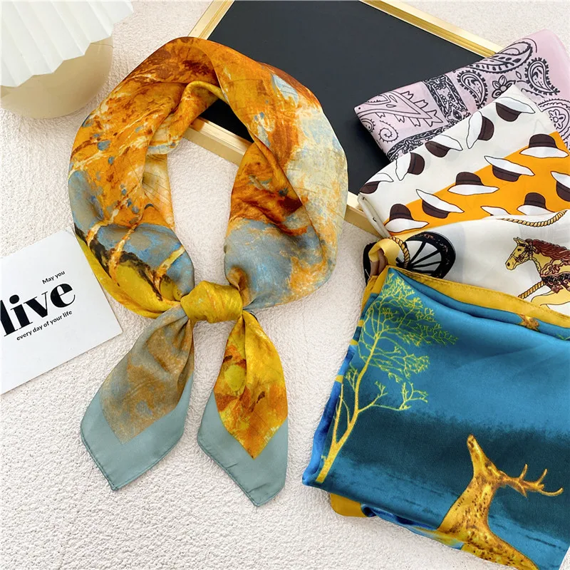 

Various Prints Neckerchief Square Scarves for Women Workplace Casual Kerchief Neck Scarf Bandanas Head Wrap Headband Headscarf