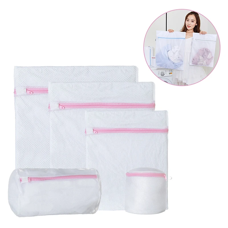 【F】3 Size Zippered Mesh Laundry Wash Bags Foldable Delicates Lingerie Bra Socks Underwear Washing Machine Clothes Protection Net