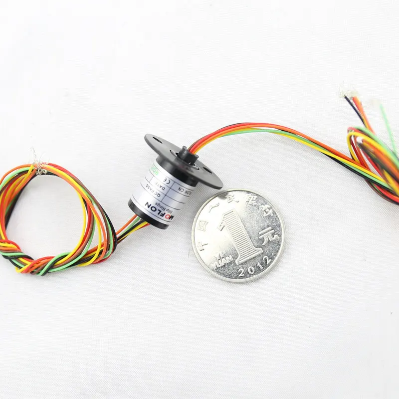 Миниатюрное контактное кольцо Moflon MMC182, внешний диаметр 12,5 мм, длина 18,2 мм, 6 проводов, 2А, золото-золото контактное соединение