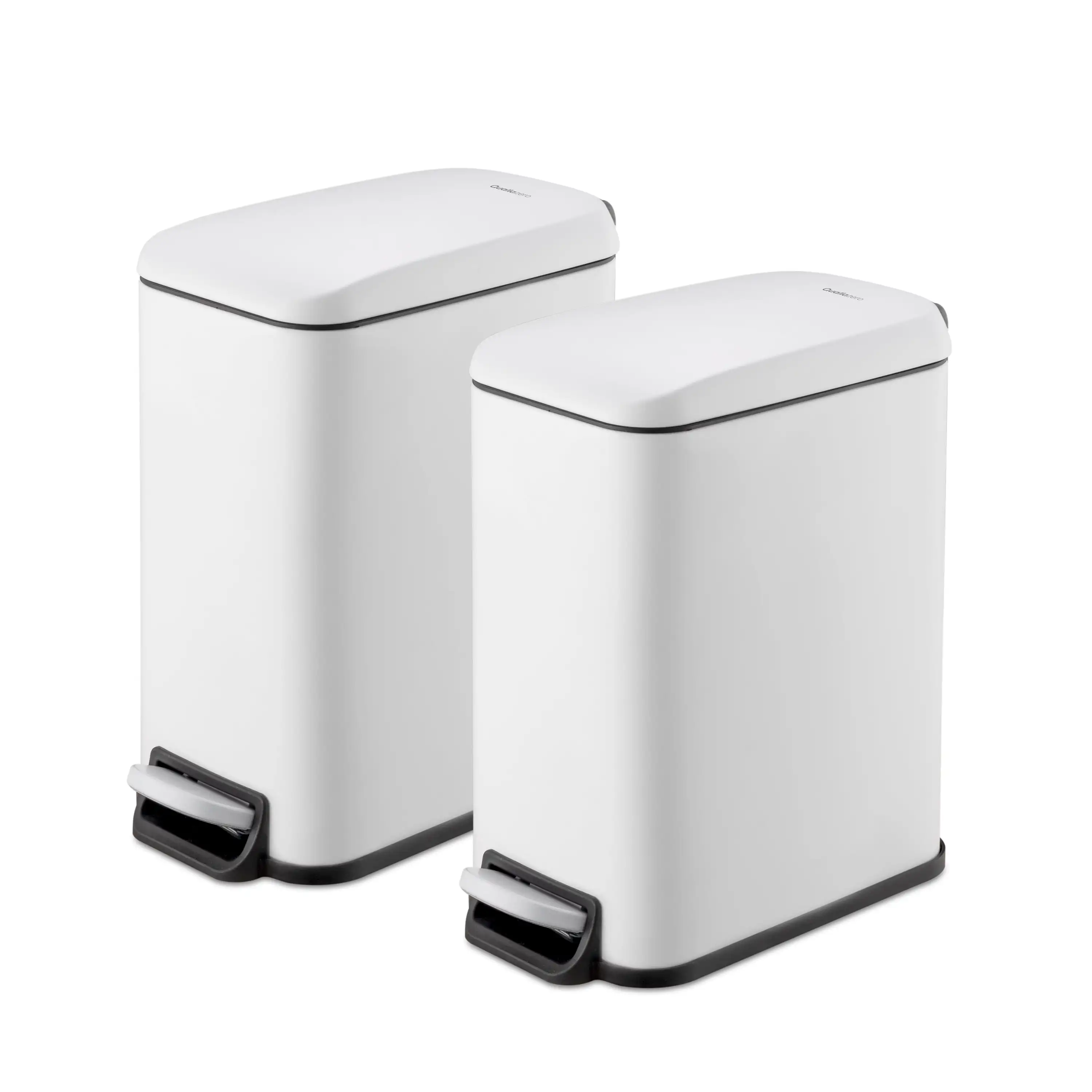 

Qualiazero Trash Can, 1.3 Gallon Slim Step On Bathroom Trash Can, Matte White, Pack of 2