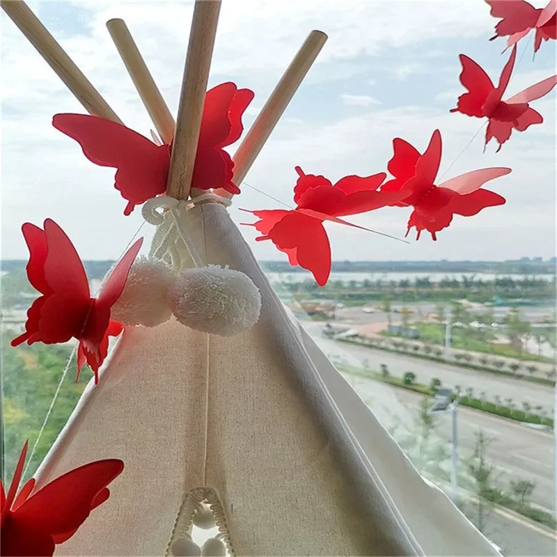 2M 3D Paper Butterfly Garland Hanging Wedding Fairy Birthday Party Decoration Butterflies DIY Banner Baby Shower Suppie