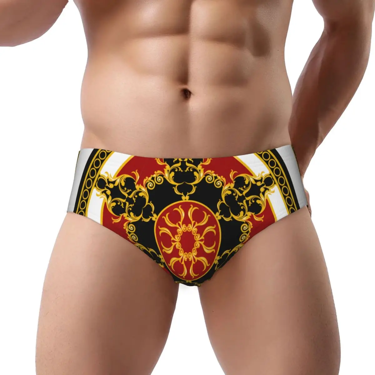 

Мужские треугольные брюки золотого барокко, мужское нижнее белье, сексуальные трусы, дышащие удобные трусики