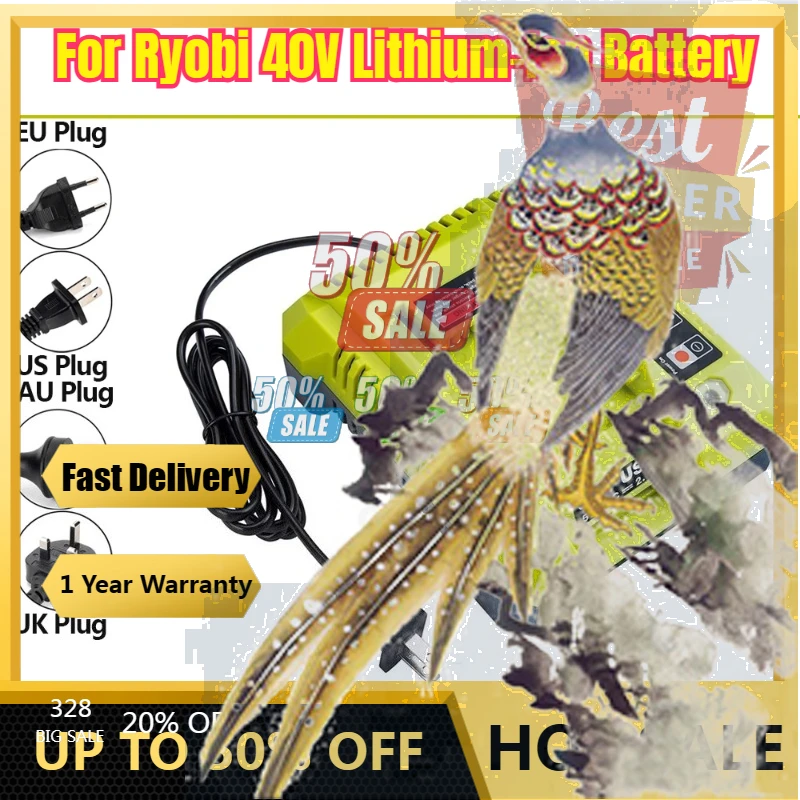 

【Fast Delivery】40V Charger For Ryobi Battery OP401 Lithium-ion Battery Charger For Ryobi 40V Lithium-Ion Battery With 2 USB Port