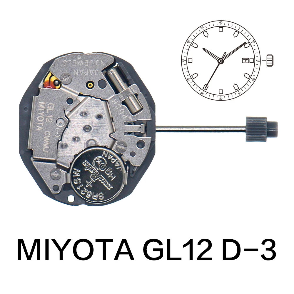 Miyota GL12D-3 Quartz Watch Movement 3-Hands Replacement Electronic Movement For Replacing Part Watch Accessory Watch Accessor