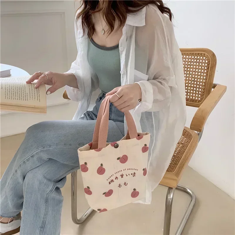 GCE4-Petit sac fourre-tout en toile pour femmes, pêche japonaise, déjeuner à la main, coréen, mini sacs à main pour étudiants, grill en coton, pique-nique