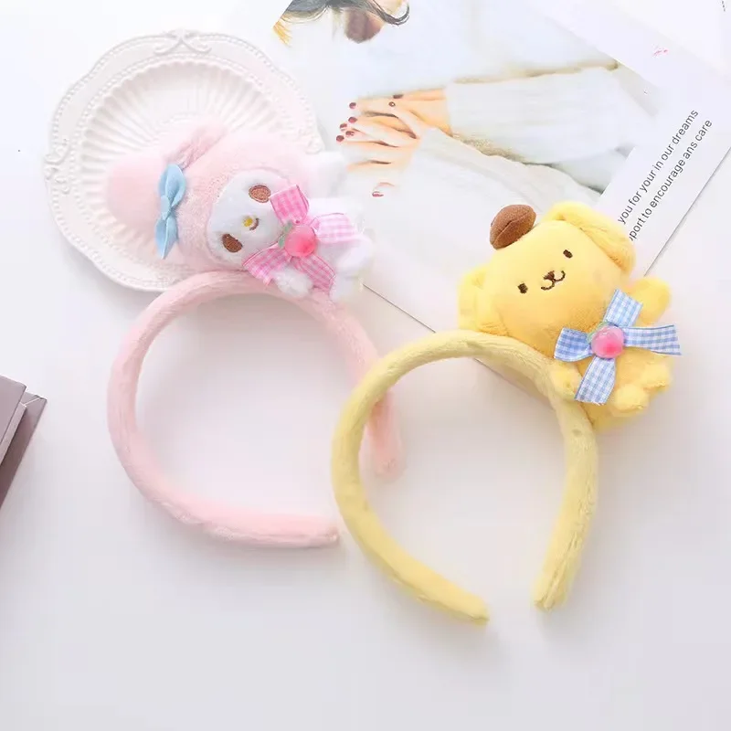 Sanrio Hello Kitty Ears Headband Women Cute My Melody Hairbands Girl Kuromi Headwear Cinnamoroll Hair Accessories Kids Xmas Gift