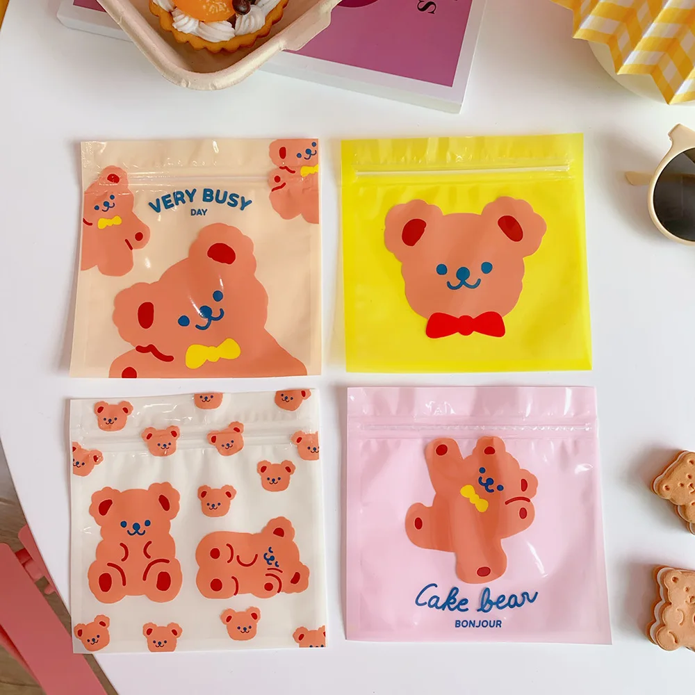 10 Pcs Korean Creative Cute Snack Sealed Bag Bear Food Packaging Bag Biscuit Candy Small Packaging Bag Candy Bag