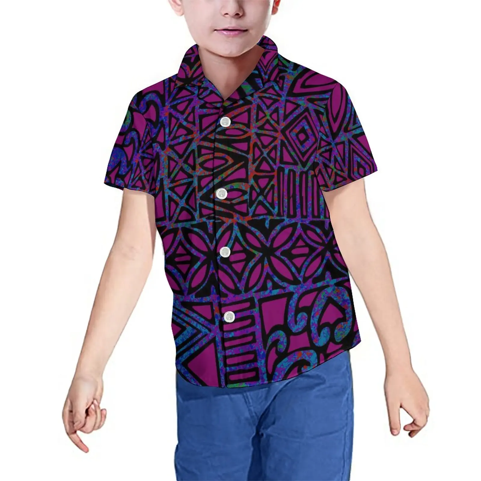 Camiseta de manga corta para niños y niñas, ropa de alta calidad con estampado polinesiano de la tribu hawaiana