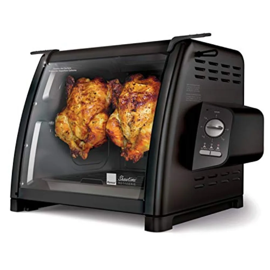 

Rotisserie BBQ Oven for outdoor cooking stainless steel body black color large capacity with auto shutoff and silicone door tie