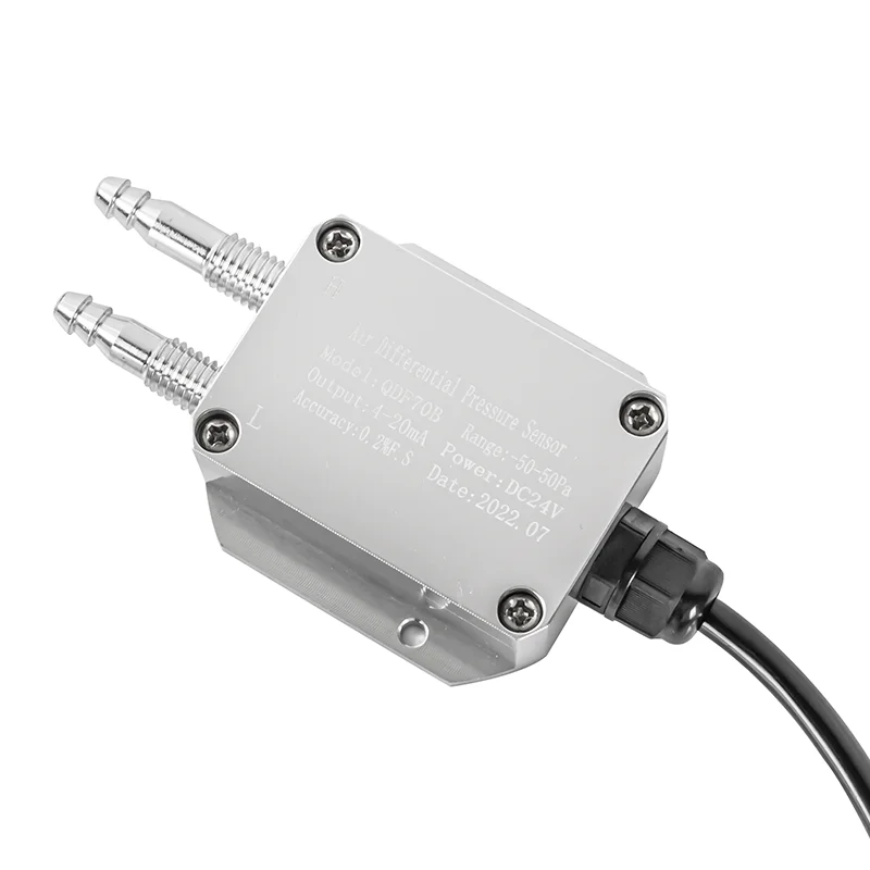 QDF70B -100pa hingga 100pa 0-10V 0-5V Sensor Tekanan Diferensial Udara Angin -2500pa-2500pa hingga 4-20mA RS485 Sensor Tekanan Mikro