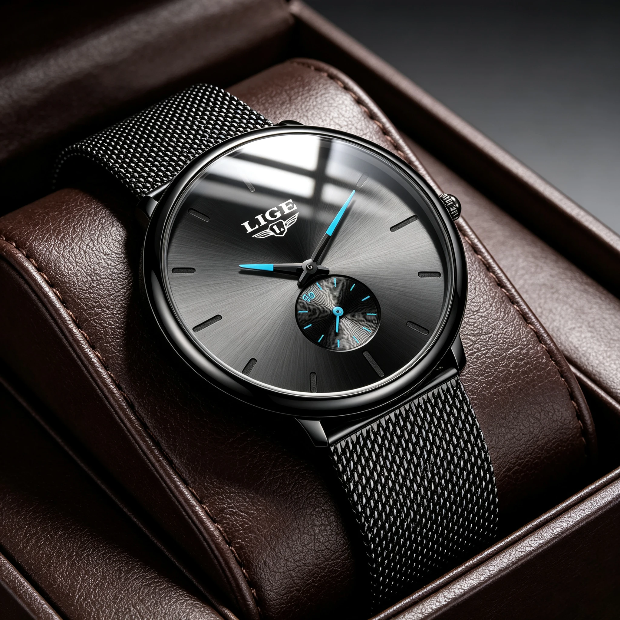 LIGE Fashion Mens Watches Top Brand Luxury Quartz Watch Men Casual Slim Mesh Steel Waterproof Sport Watch Relogio Masculino
