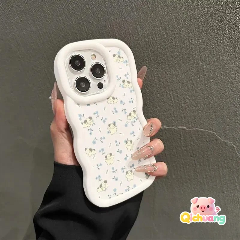 Чехол для телефона Realme C67 C65 C63 C55 C53 C35 C33 C30 C30S C25 C25S C25Y C21 C21Y C20 C20A с 3D-волнами и милым собачьим дизайном парный чехол