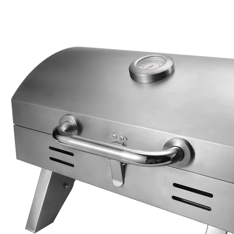 Cuisinière à barbecue en acier inoxydable avec couvercle, gril à gaz, GPL, 4,1 KW, 14000 BTU, H, température jusqu'à 350 ℃