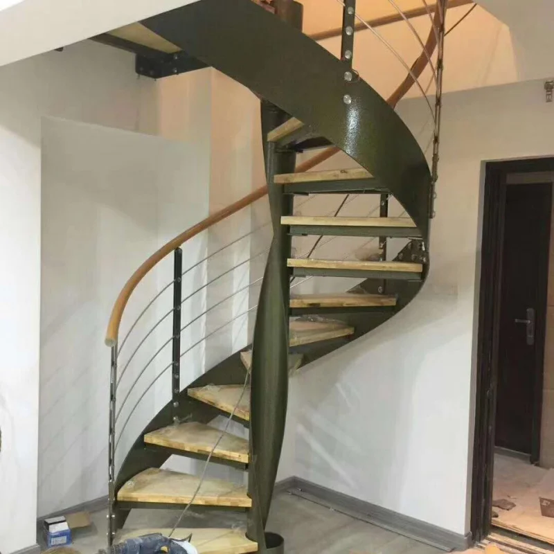 custom.Carefully Crafted Rotate Steel Customized Prefabricated Metal Staircases Curved Staircase