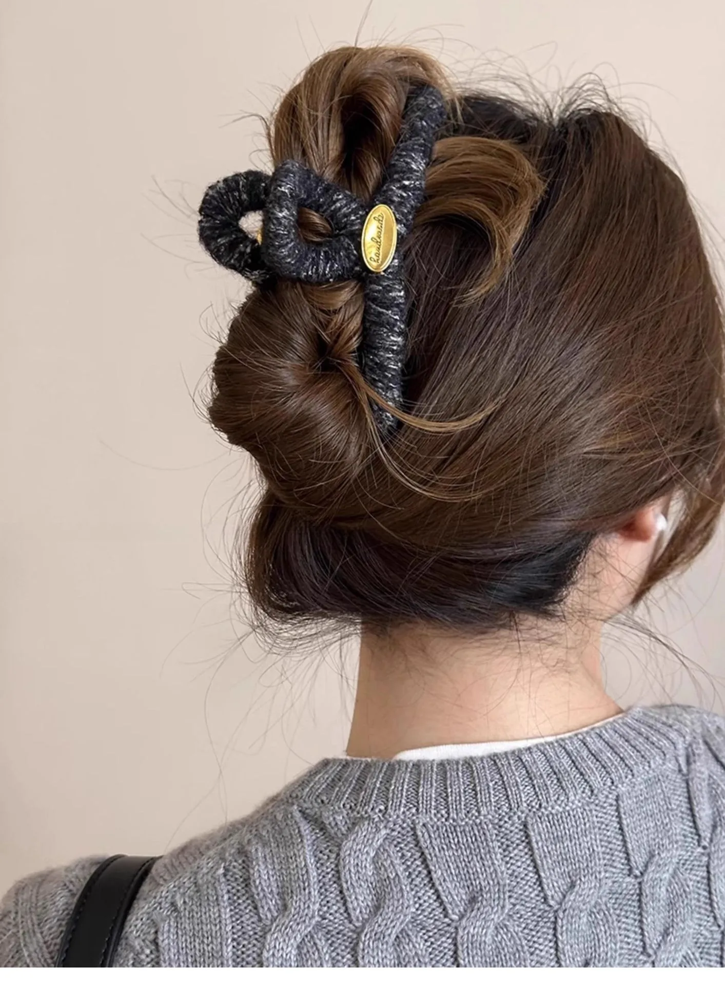 Pinzas para el pelo de felpa tejidas, pinzas grandes de cangrejo para mujeres y niñas, soporte cruzado Simple para cola de caballo, pasadores para el cabello, accesorios para el cabello para invierno