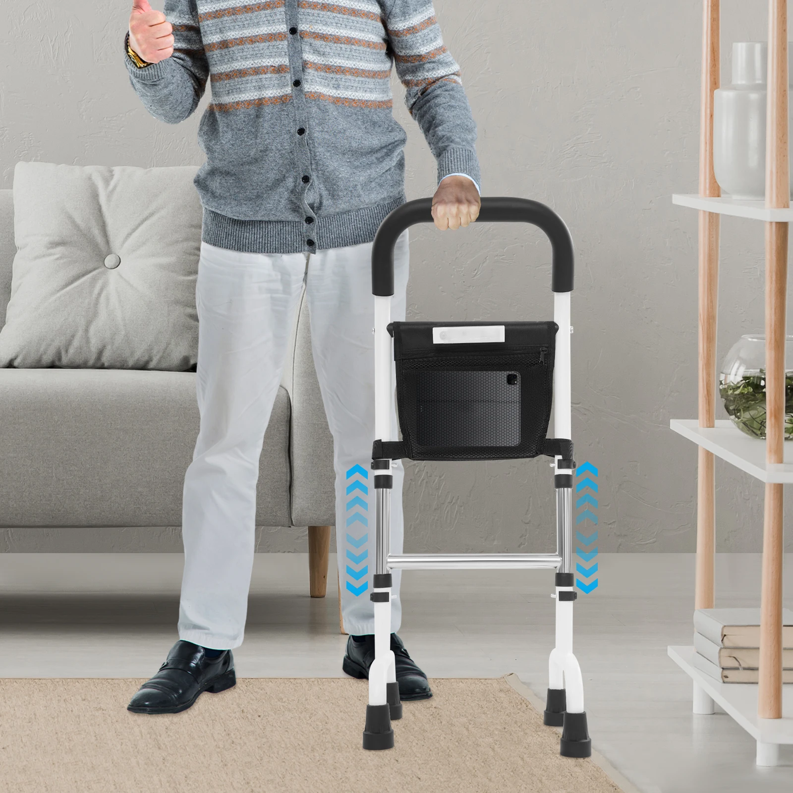 

Поручень из углеродистой стали, помощь при стоянии по высоте с перезаряжаемой светодиодной подсветкой, 120 ° Светодиодный датчик угла