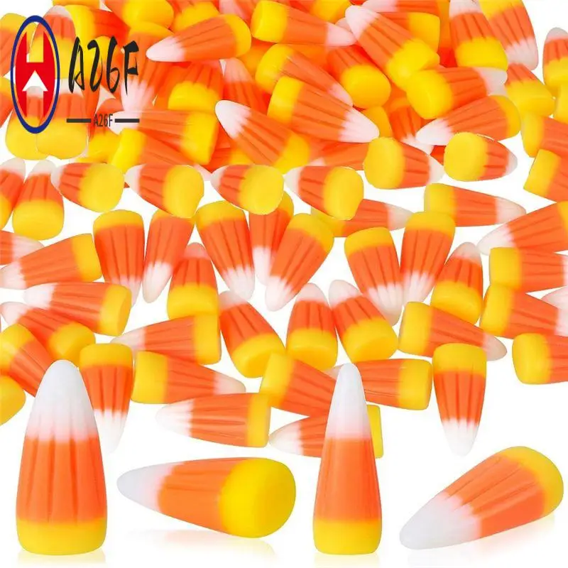 A26F-50 pieza de resina de Halloween, caramelo de maíz Artificial 3D, cuentas de maíz como se muestra, caída de resina, adorno de álbum de recortes de maíz falso