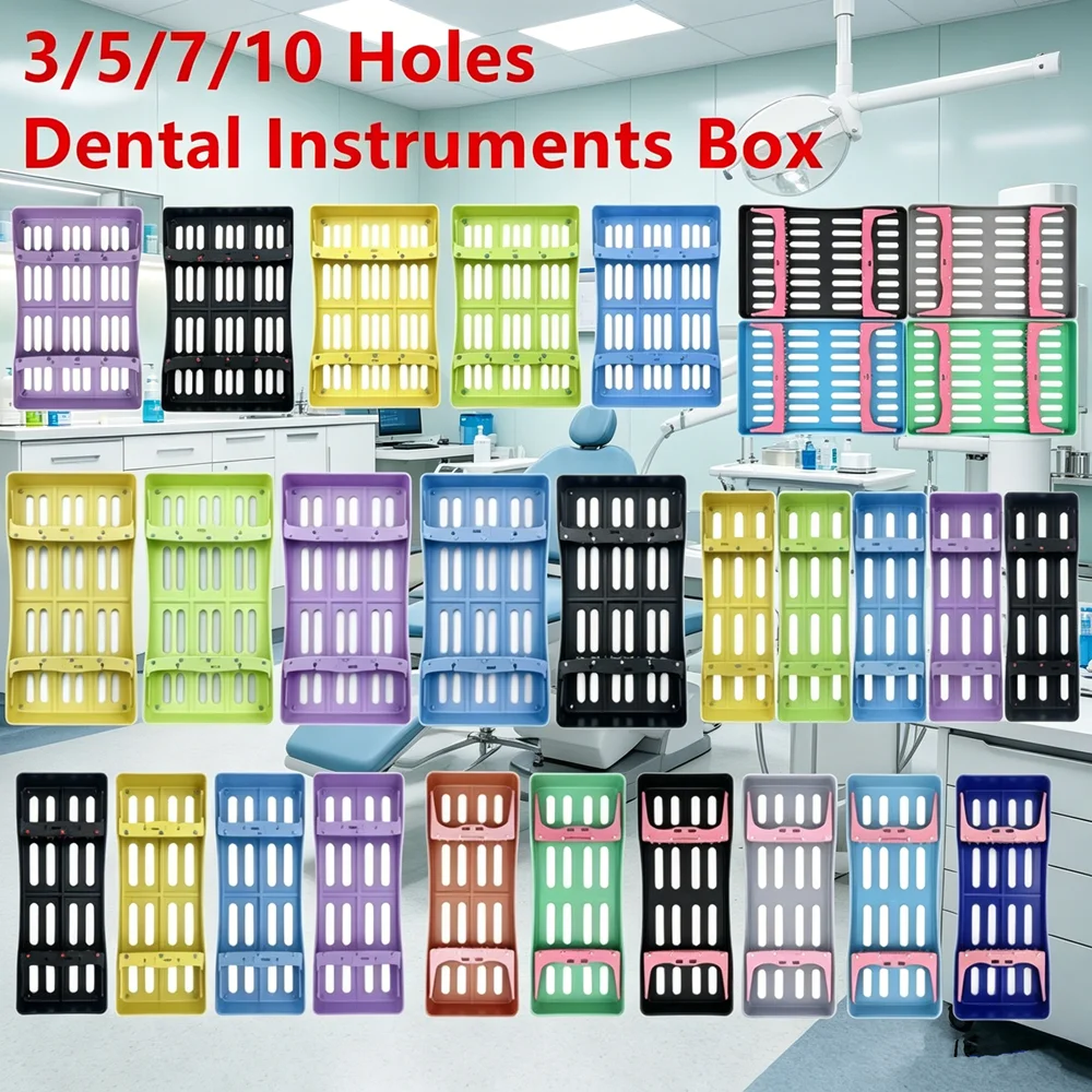 3/5/7/10 Holes Dental Instrument Sterilization Rack Plastic Disinfection Case Organizer For Composite Resin Filling Spatulas